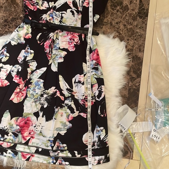 White House Black Market Floral Midi Dress - Black and Pink - Picture 5 of 5